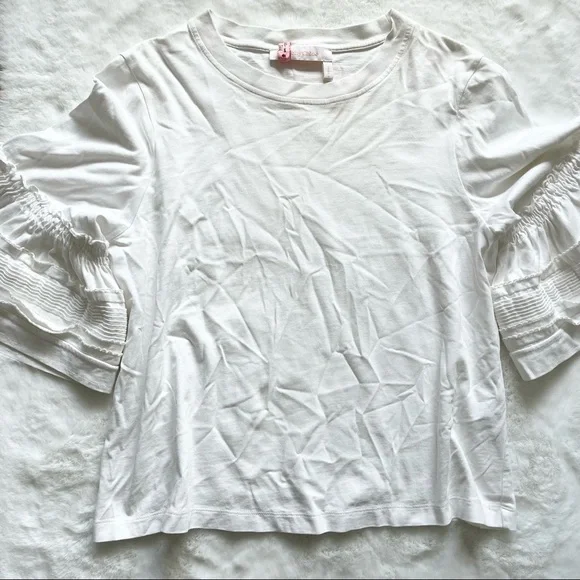 SEE BY CHLOE CREWNECK BELL SLEEVE COTTON TOP Size Small Chic Stylish MINIMALIST - Picture 3 of 11